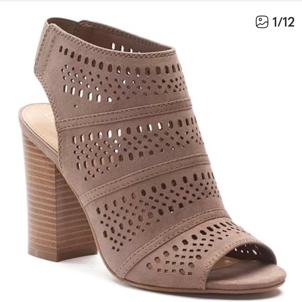 LC Lauren Conrad Taupe Cutout Block Heels